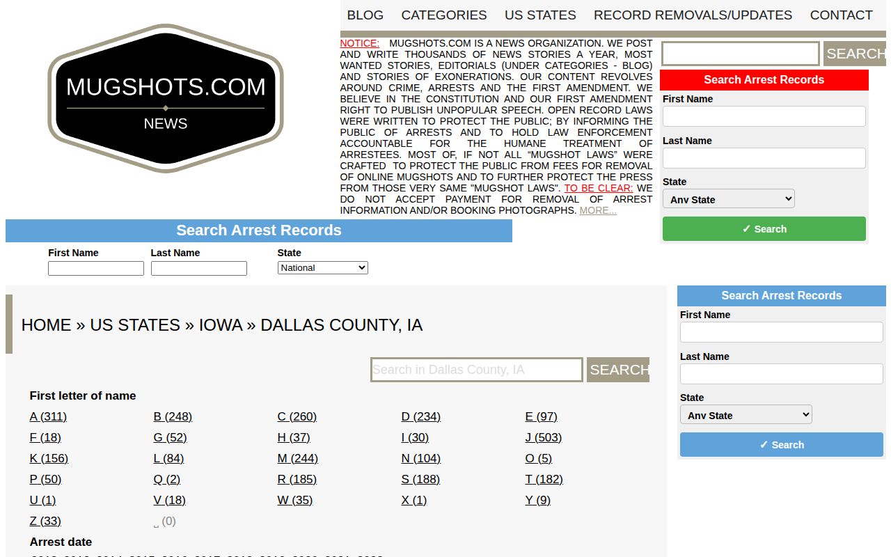 Unofficial Mugshots.com Dallas County Iowa section
